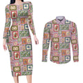 Aussie Birds Christmas La La Land Couples Matching Long Sleeve Bodycon Dress and Long Sleeve Button Shirt Pink Vintage Stamp Edition - Aussie Hoodie