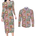 Aussie Birds Christmas La La Land Couples Matching Long Sleeve Bodycon Dress and Long Sleeve Button Shirt Pink Vintage Stamp Edition - Aussie Hoodie