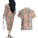 Aussie Birds Christmas La La Land Couples Matching Off The Shoulder Long Sleeve Dress and Hawaiian Shirt Pink Vintage Stamp Edition - Aussie Hoodie