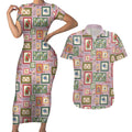 Aussie Birds Christmas La La Land Couples Matching Short Sleeve Bodycon Dress and Hawaiian Shirt Pink Vintage Stamp Edition - Aussie Hoodie