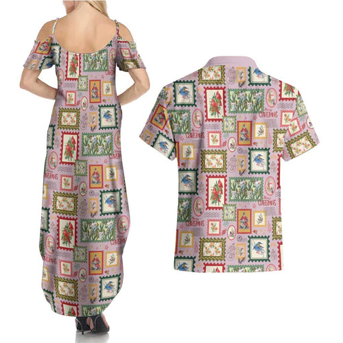 Aussie Birds Christmas La La Land Couples Matching Summer Maxi Dress and Hawaiian Shirt Pink Vintage Stamp Edition - Aussie Hoodie