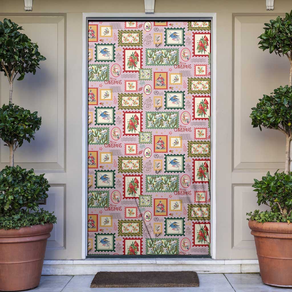 Aussie Birds Christmas La La Land Door Cover Pink Vintage Stamp Edition - Aussie Hoodie