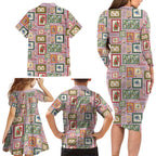 Aussie Birds Christmas La La Land Family Matching Long Sleeve Bodycon Dress and Hawaiian Shirt Pink Vintage Stamp Edition - Aussie Hoodie