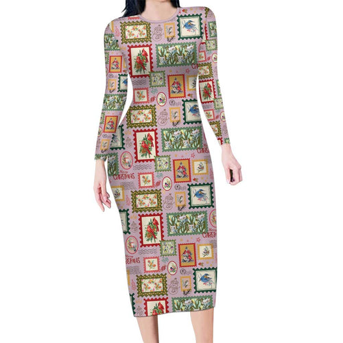 Aussie Birds Christmas La La Land Family Matching Long Sleeve Bodycon Dress and Hawaiian Shirt Pink Vintage Stamp Edition - Aussie Hoodie