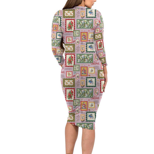 Aussie Birds Christmas La La Land Family Matching Long Sleeve Bodycon Dress and Hawaiian Shirt Pink Vintage Stamp Edition - Aussie Hoodie