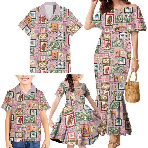 Aussie Birds Christmas La La Land Family Matching Mermaid Dress and Hawaiian Shirt Pink Vintage Stamp Edition - Aussie Hoodie