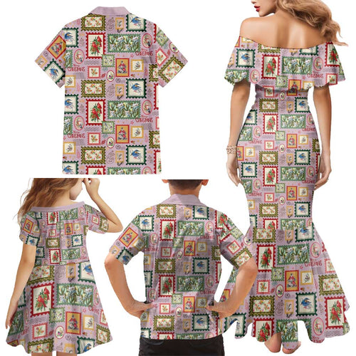Aussie Birds Christmas La La Land Family Matching Mermaid Dress and Hawaiian Shirt Pink Vintage Stamp Edition - Aussie Hoodie