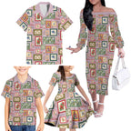 Aussie Birds Christmas La La Land Family Matching Off The Shoulder Long Sleeve Dress and Hawaiian Shirt Pink Vintage Stamp Edition - Aussie Hoodie