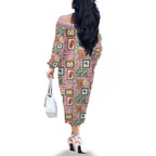 Aussie Birds Christmas La La Land Family Matching Off The Shoulder Long Sleeve Dress and Hawaiian Shirt Pink Vintage Stamp Edition - Aussie Hoodie