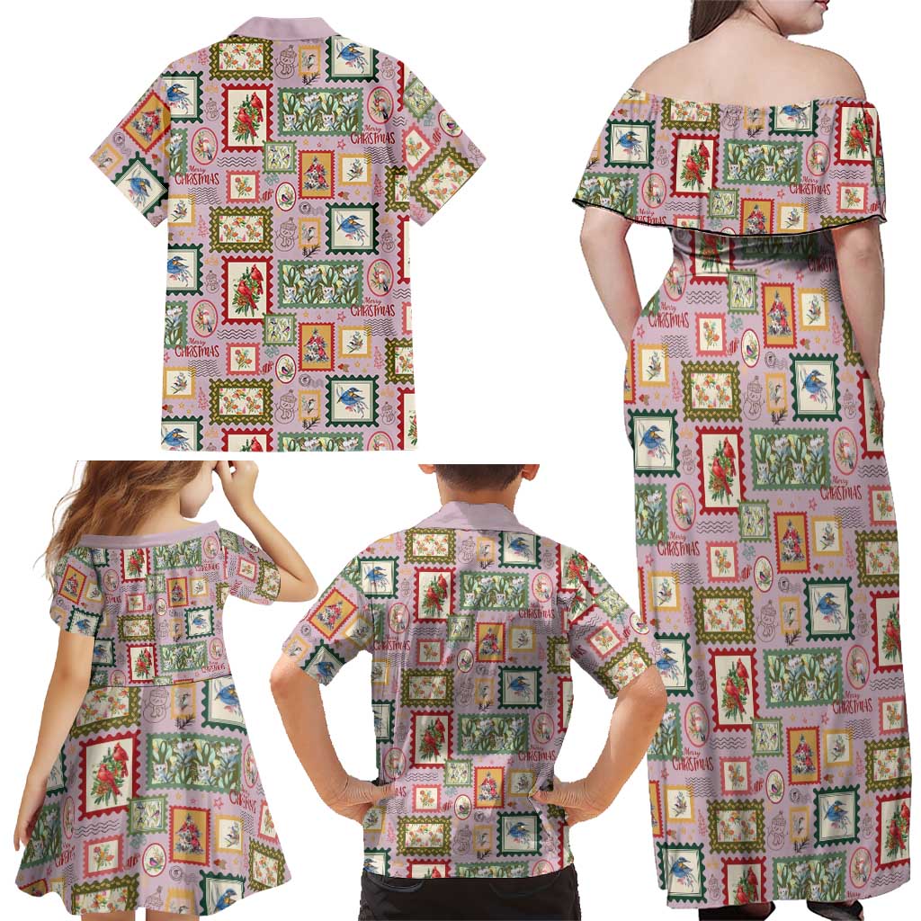 Aussie Birds Christmas La La Land Family Matching Off Shoulder Maxi Dress and Hawaiian Shirt Pink Vintage Stamp Edition - Aussie Hoodie