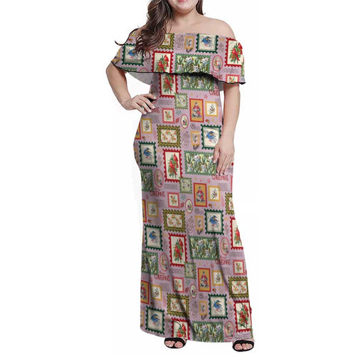 Aussie Birds Christmas La La Land Family Matching Off Shoulder Maxi Dress and Hawaiian Shirt Pink Vintage Stamp Edition - Aussie Hoodie