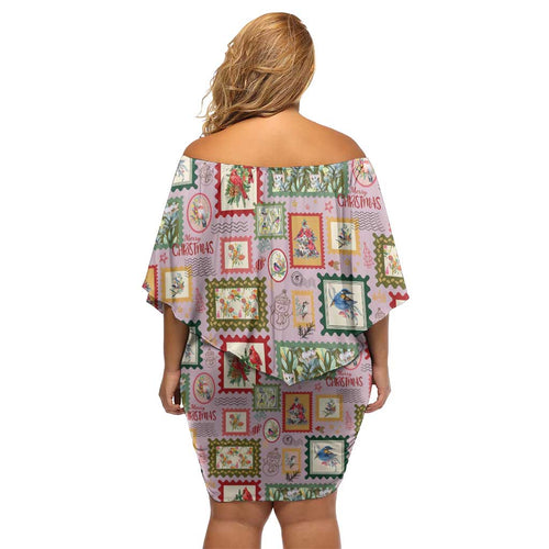 Aussie Birds Christmas La La Land Family Matching Off Shoulder Short Dress and Hawaiian Shirt Pink Vintage Stamp Edition - Aussie Hoodie