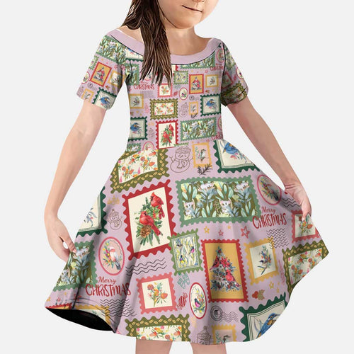 Aussie Birds Christmas La La Land Family Matching Short Sleeve Bodycon Dress and Hawaiian Shirt Pink Vintage Stamp Edition - Aussie Hoodie