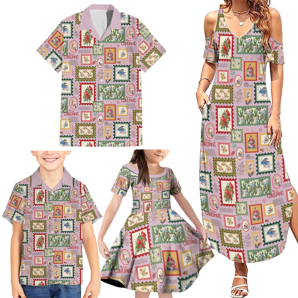 Aussie Birds Christmas La La Land Family Matching Summer Maxi Dress and Hawaiian Shirt Pink Vintage Stamp Edition - Aussie Hoodie