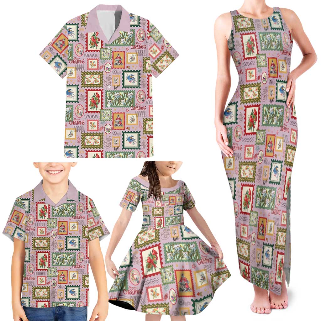 Aussie Birds Christmas La La Land Family Matching Tank Maxi Dress and Hawaiian Shirt Pink Vintage Stamp Edition - Aussie Hoodie