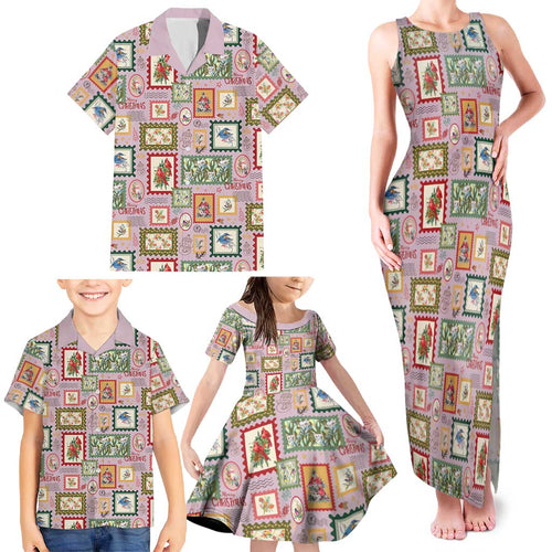 Aussie Birds Christmas La La Land Family Matching Tank Maxi Dress and Hawaiian Shirt Pink Vintage Stamp Edition - Aussie Hoodie