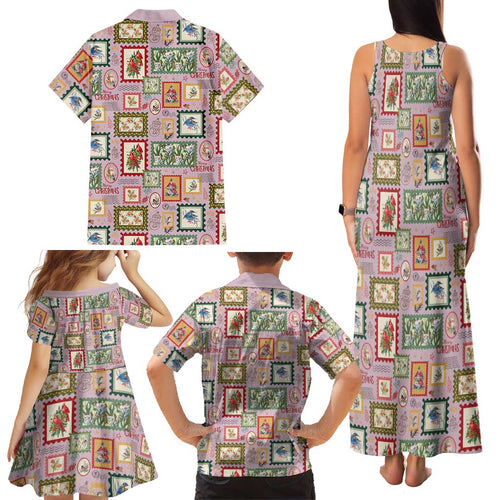 Aussie Birds Christmas La La Land Family Matching Tank Maxi Dress and Hawaiian Shirt Pink Vintage Stamp Edition - Aussie Hoodie