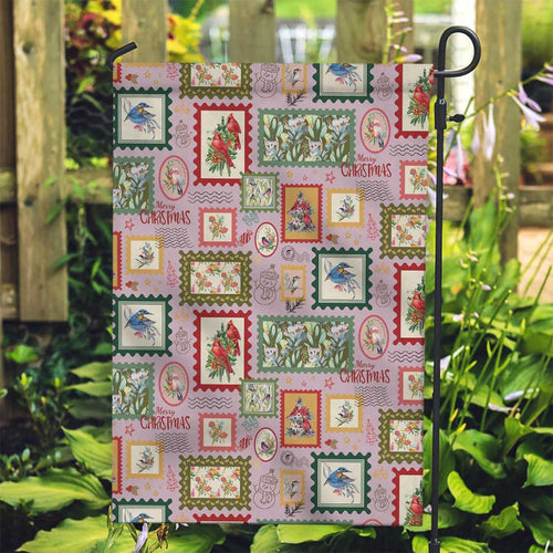 Aussie Birds Christmas La La Land Garden Flag Pink Vintage Stamp Edition - Aussie Hoodie