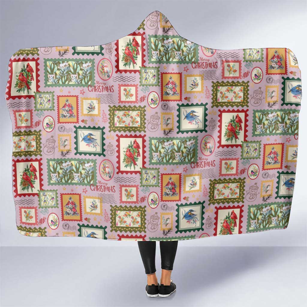 Aussie Birds Christmas La La Land Hooded Blanket Pink Vintage Stamp Edition - Aussie Hoodie