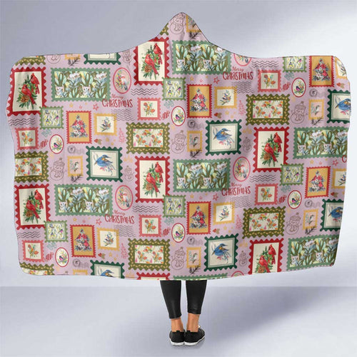 Aussie Birds Christmas La La Land Hooded Blanket Pink Vintage Stamp Edition - Aussie Hoodie