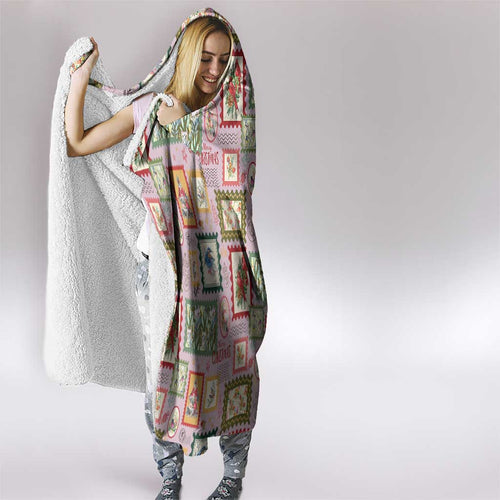 Aussie Birds Christmas La La Land Hooded Blanket Pink Vintage Stamp Edition - Aussie Hoodie