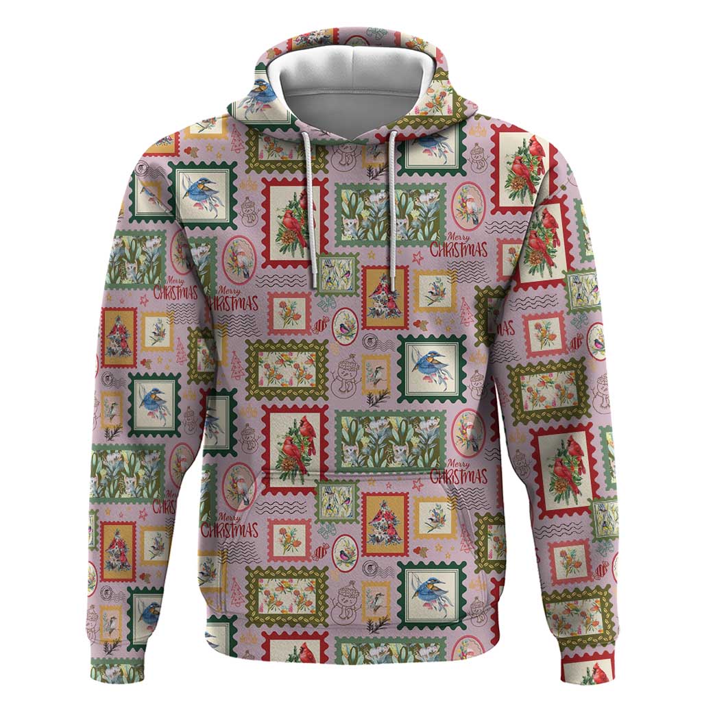 Aussie Birds Christmas La La Land Hoodie Pink Vintage Stamp Edition - Aussie Hoodie