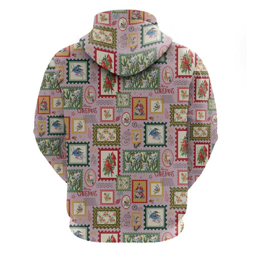 Aussie Birds Christmas La La Land Hoodie Pink Vintage Stamp Edition - Aussie Hoodie