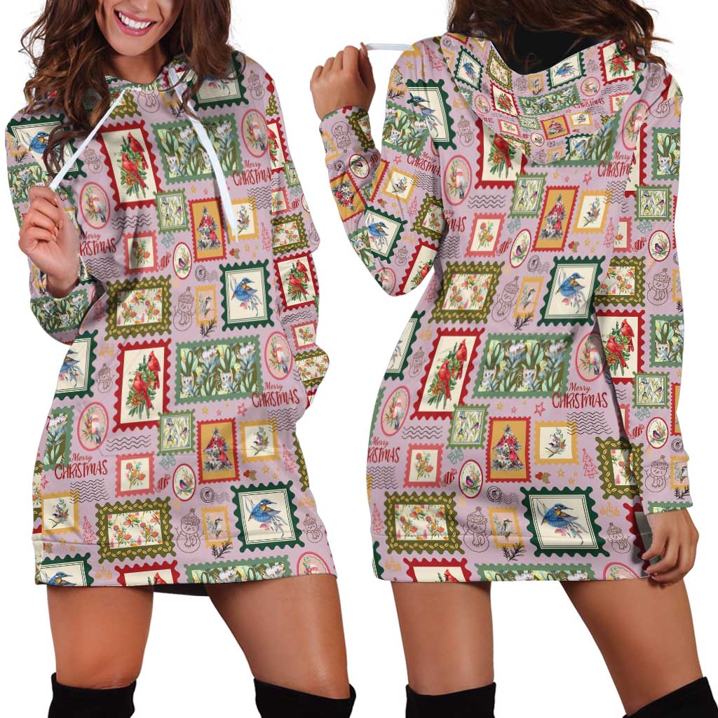 Aussie Birds Christmas La La Land Hoodie Dress Pink Vintage Stamp Edition - Aussie Hoodie