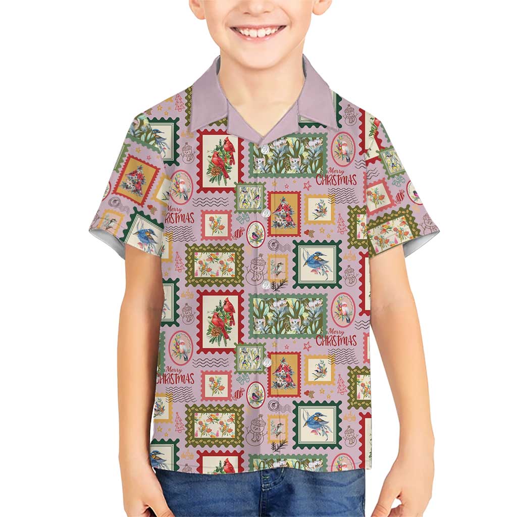 Aussie Birds Christmas La La Land Kid Hawaiian Shirt Pink Vintage Stamp Edition - Aussie Hoodie