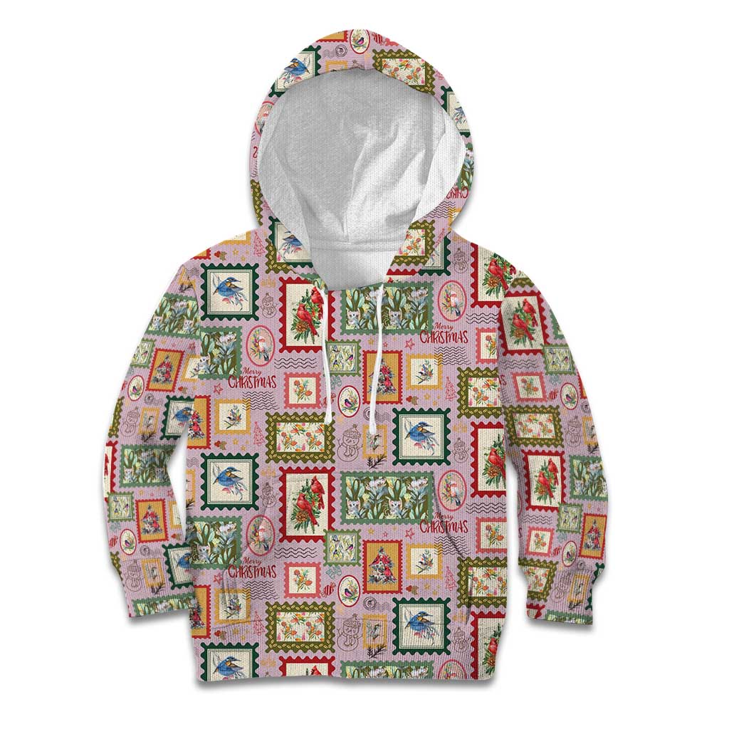 Aussie Birds Christmas La La Land Kid Hoodie Pink Vintage Stamp Edition - Aussie Hoodie