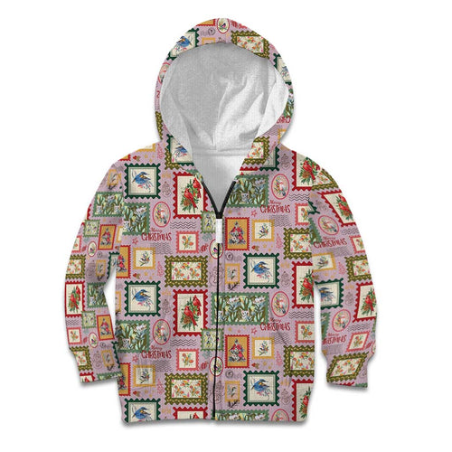 Aussie Birds Christmas La La Land Kid Hoodie Pink Vintage Stamp Edition - Aussie Hoodie