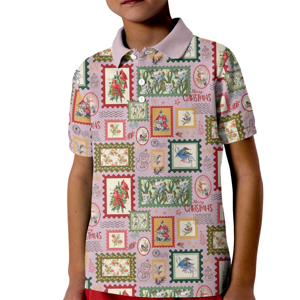 Aussie Birds Christmas La La Land Kid Polo Shirt Pink Vintage Stamp Edition - Aussie Hoodie