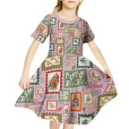 Aussie Birds Christmas La La Land Kid Short Sleeve Dress Pink Vintage Stamp Edition - Aussie Hoodie