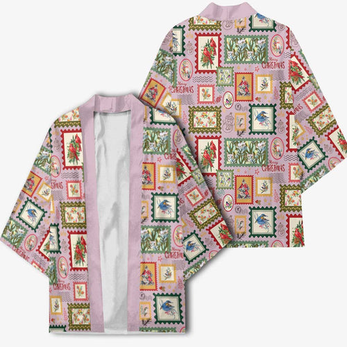 Aussie Birds Christmas La La Land Kimono Pink Vintage Stamp Edition - Aussie Hoodie