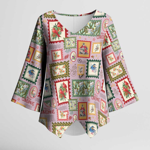 Aussie Birds Christmas La La Land Kimono Sleeve Blouse Pink Vintage Stamp Edition - Aussie Hoodie