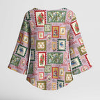 Aussie Birds Christmas La La Land Kimono Sleeve Blouse Pink Vintage Stamp Edition - Aussie Hoodie
