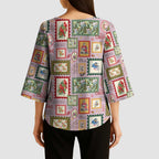 Aussie Birds Christmas La La Land Kimono Sleeve Blouse Pink Vintage Stamp Edition - Aussie Hoodie