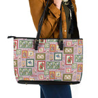 Aussie Birds Christmas La La Land Leather Tote Bag Pink Vintage Stamp Edition - Aussie Hoodie