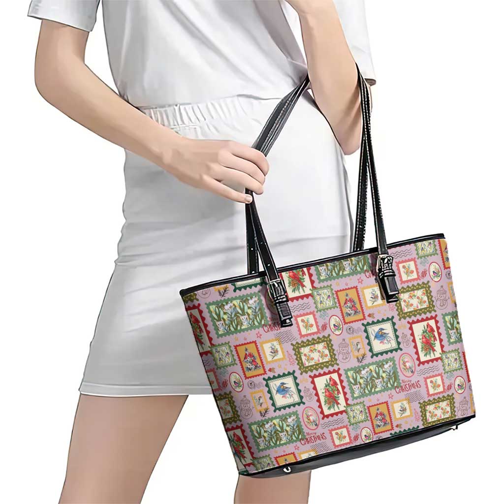 Aussie Birds Christmas La La Land Leather Tote Bag Pink Vintage Stamp Edition - Aussie Hoodie