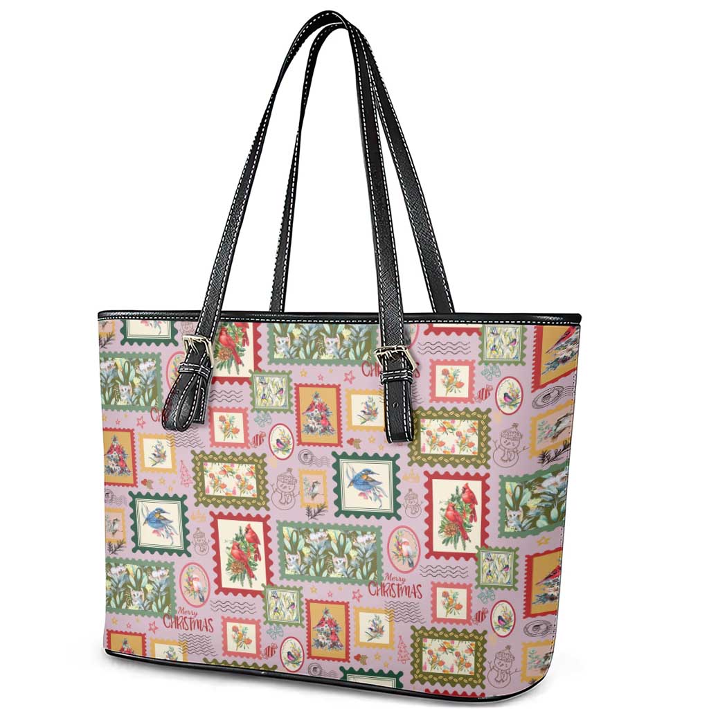 Aussie Birds Christmas La La Land Leather Tote Bag Pink Vintage Stamp Edition - Aussie Hoodie