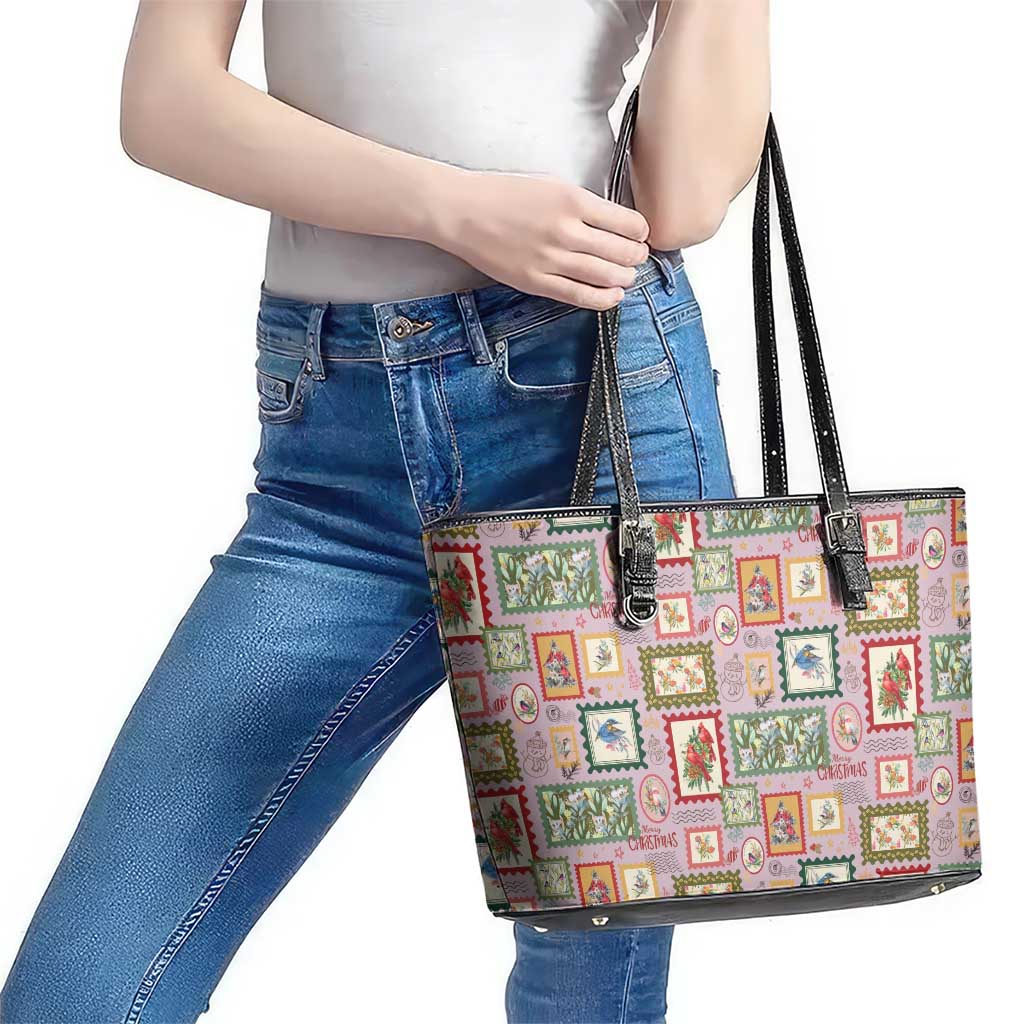 Aussie Birds Christmas La La Land Leather Tote Bag Pink Vintage Stamp Edition - Aussie Hoodie