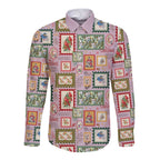 Aussie Birds Christmas La La Land Long Sleeve Button Shirt Pink Vintage Stamp Edition - Aussie Hoodie
