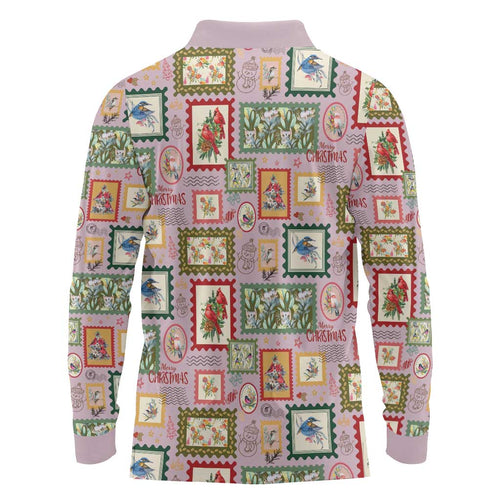Aussie Birds Christmas La La Land Long Sleeve Polo Shirt Pink Vintage Stamp Edition - Aussie Hoodie