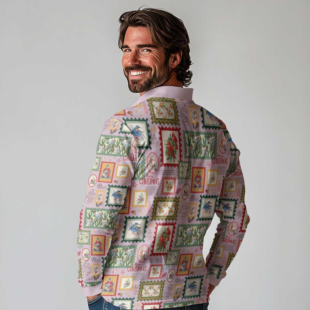 Aussie Birds Christmas La La Land Long Sleeve Polo Shirt Pink Vintage Stamp Edition - Aussie Hoodie