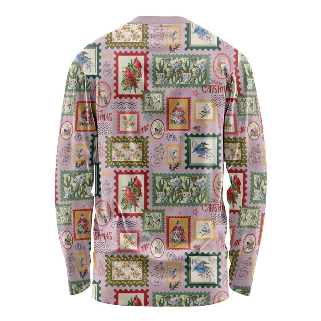 Aussie Birds Christmas La La Land Long Sleeve Shirt Pink Vintage Stamp Edition - Aussie Hoodie