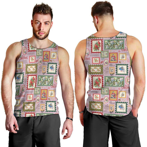 Aussie Birds Christmas La La Land Men Tank Top Pink Vintage Stamp Edition - Aussie Hoodie