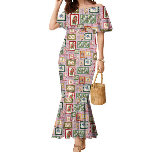 Aussie Birds Christmas La La Land Mermaid Dress Pink Vintage Stamp Edition - Aussie Hoodie