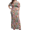 Aussie Birds Christmas La La Land Off Shoulder Maxi Dress Pink Vintage Stamp Edition - Aussie Hoodie