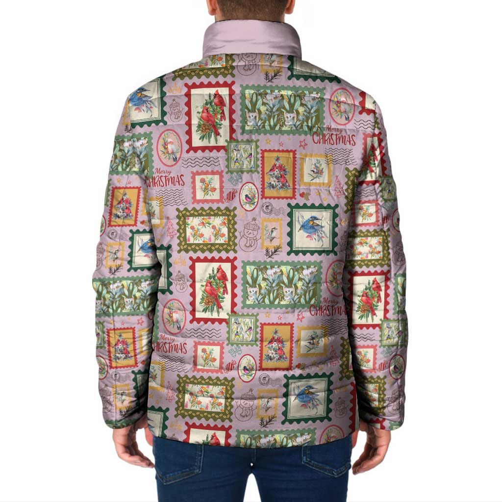 Aussie Birds Christmas La La Land Padded Jacket Pink Vintage Stamp Edition - Aussie Hoodie