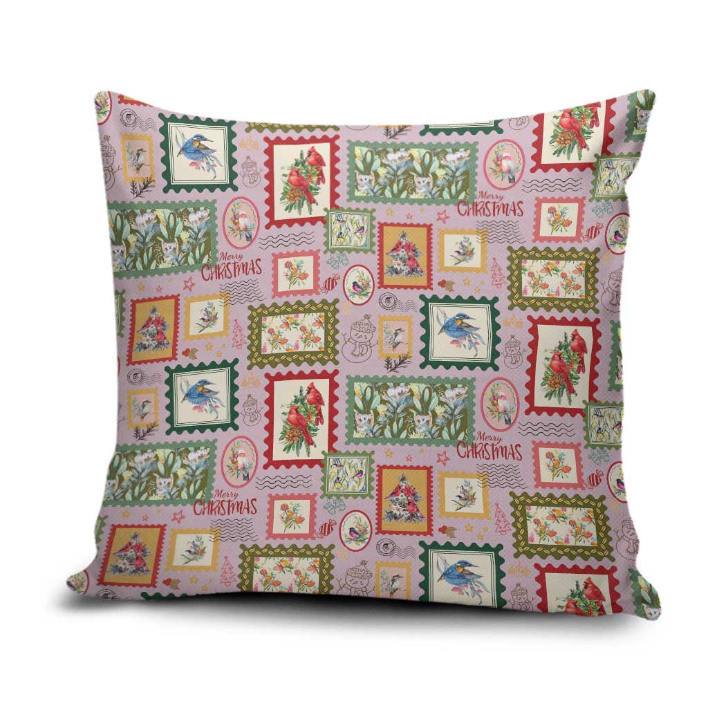 Aussie Birds Christmas La La Land Pillow Cover Pink Vintage Stamp Edition - Aussie Hoodie
